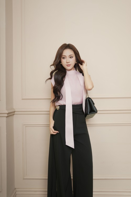 Sixdo Black Woven Loose Pants